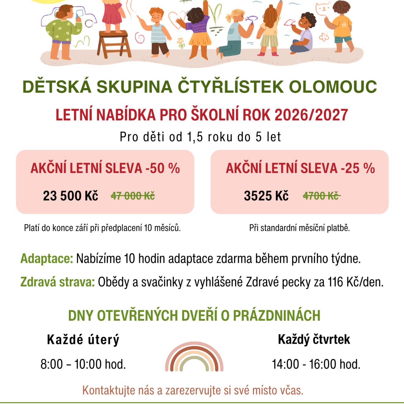 Výjimečná prázdninová nabídka pro školní rok 2026/2027 - Olomouc
